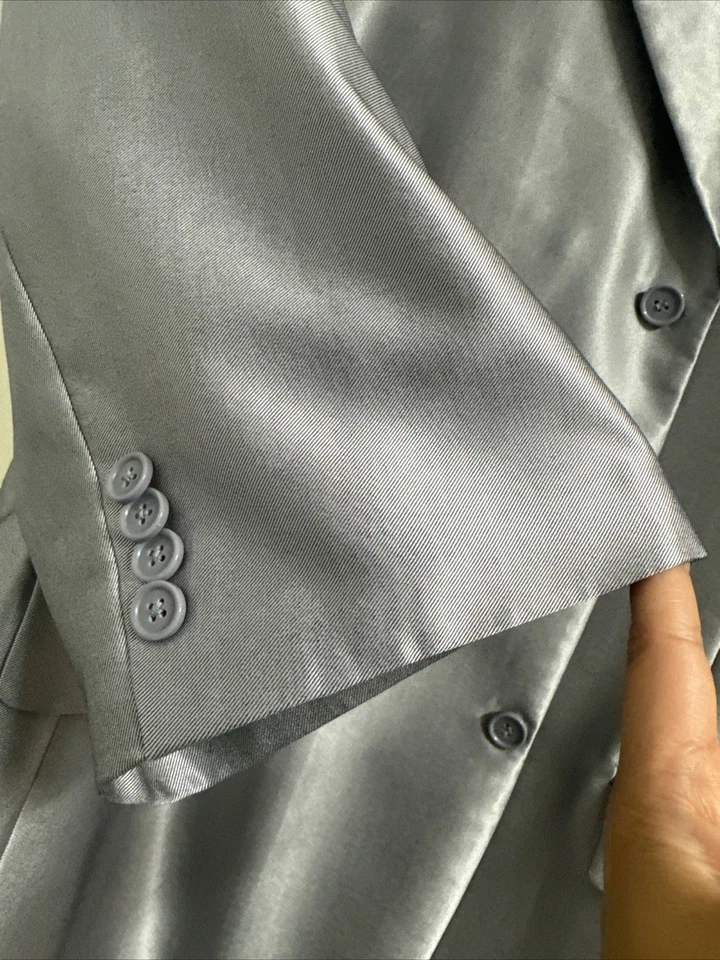 Traje de hombre de un solo pecho de 3 botones con pantalones Fortino Landi plateado/gris 48R Foto 3 de 4