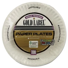AJM Packaging Corporation CP9GOEWH 9" Coated Paper Plates (100/PK, 10 PK/CT) New