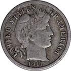 1911 10C Barber Dime .9 Silver