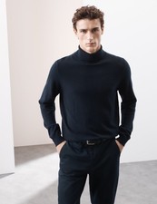 M&S - Autograph Mens Cashmere Roll neck Long sleeved Jumper in Dark Navy
