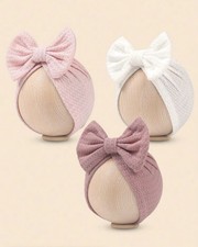 3pcs/Set Newborn Hats 0-8 Months, Bow Decor Baby Beanies Warm Infant Caps