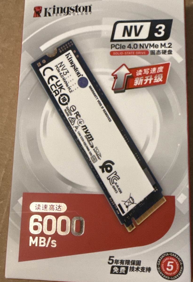 Kingston SNV3S/1000G 1000G NV3 M.2 2280 PCIE 4.0 NVME SSD