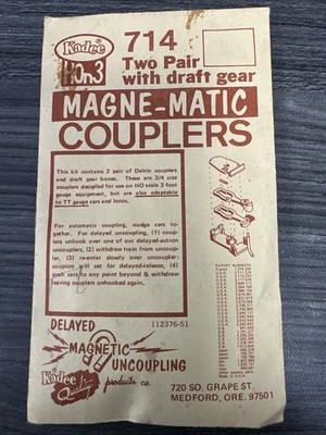 Kadee #714 HOn3 Couplers (2 Pairs) w/Draft Gear Box NIP - Also for TT Gauge
