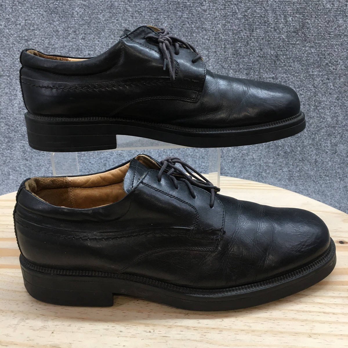 Stafford Black Leather Lace-Up Black Wingtip Oxfords shoes Men\'s 10.5 Stafford Black Dress Shoes for Men for sale | eBay main image 4