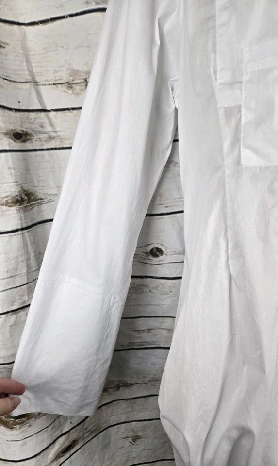 Cómoda túnica blanca con botones XL Lagenlook algodón burbuja nailon para mujer EE. UU. Foto 3 de 4