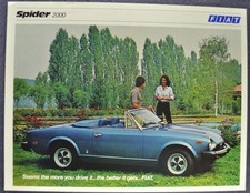 1979 Fiat Spider 2000 Brochure Sheet Convertible Roadster Excellent Original 79