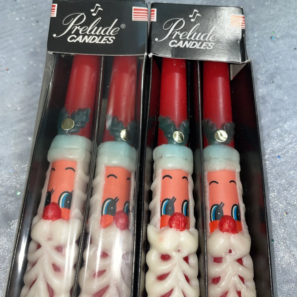 Santa & Holly 10” Candelabros Decoración Navidad 2 Pares-Cajas Originales Foto 2 de 4