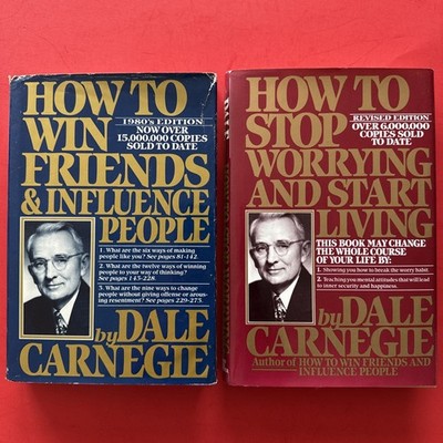  Dale Carnegie LOT of 2 How to Win Friends Influence Stop Worrying Motivational