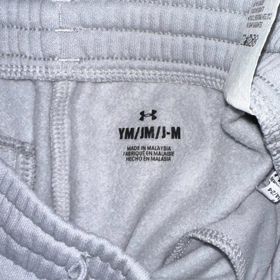 Under Armour Jogger Pants Girls 14 Gray Fleece Lined Tapered Leg Elastic Waist - Image 4 of 4