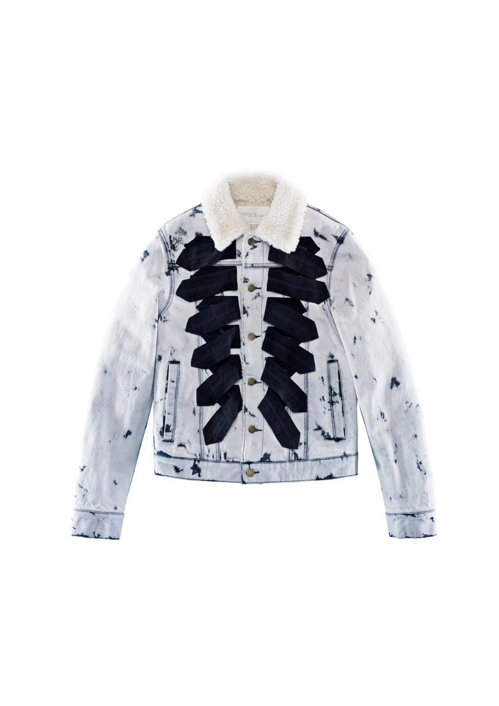 Giambattista Valli H&M Faded Denim Jacket Sherpa Fleece XS designer Collab