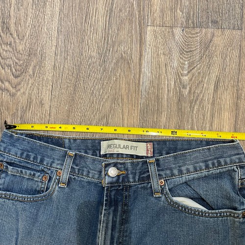 Levis Mens 505 Blue Solid Cotton Comfort Straight Denim Jeans Size 32x31 actual - Imagen 2 de 8