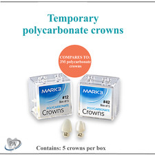 Dental Temporary Crowns Polycarbonate Crowns For Anterior Bicuspid Teeth, 5/Pk