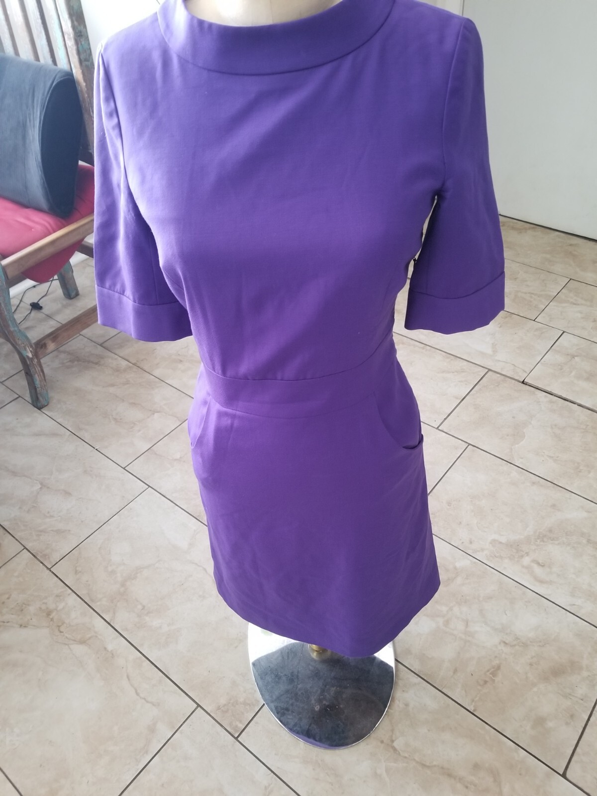 JCrew Thin Spring Wool Electric Violet Career Dre… - image 2