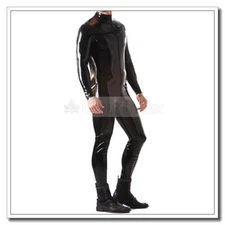 Latex Catsuit Men Classic Jumpsuit Front 3 Way Zip with Socks Customized B11