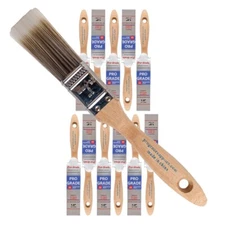 12-Pack - 1" Flat Brushes for All Latex and Oil Paints & Stains