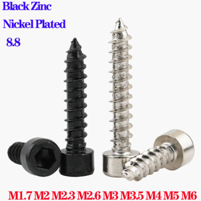 10/50Pcs Allen Hex Hexagon Socket Cap Round Head Self Tapping Wood Screw M1.7~M6