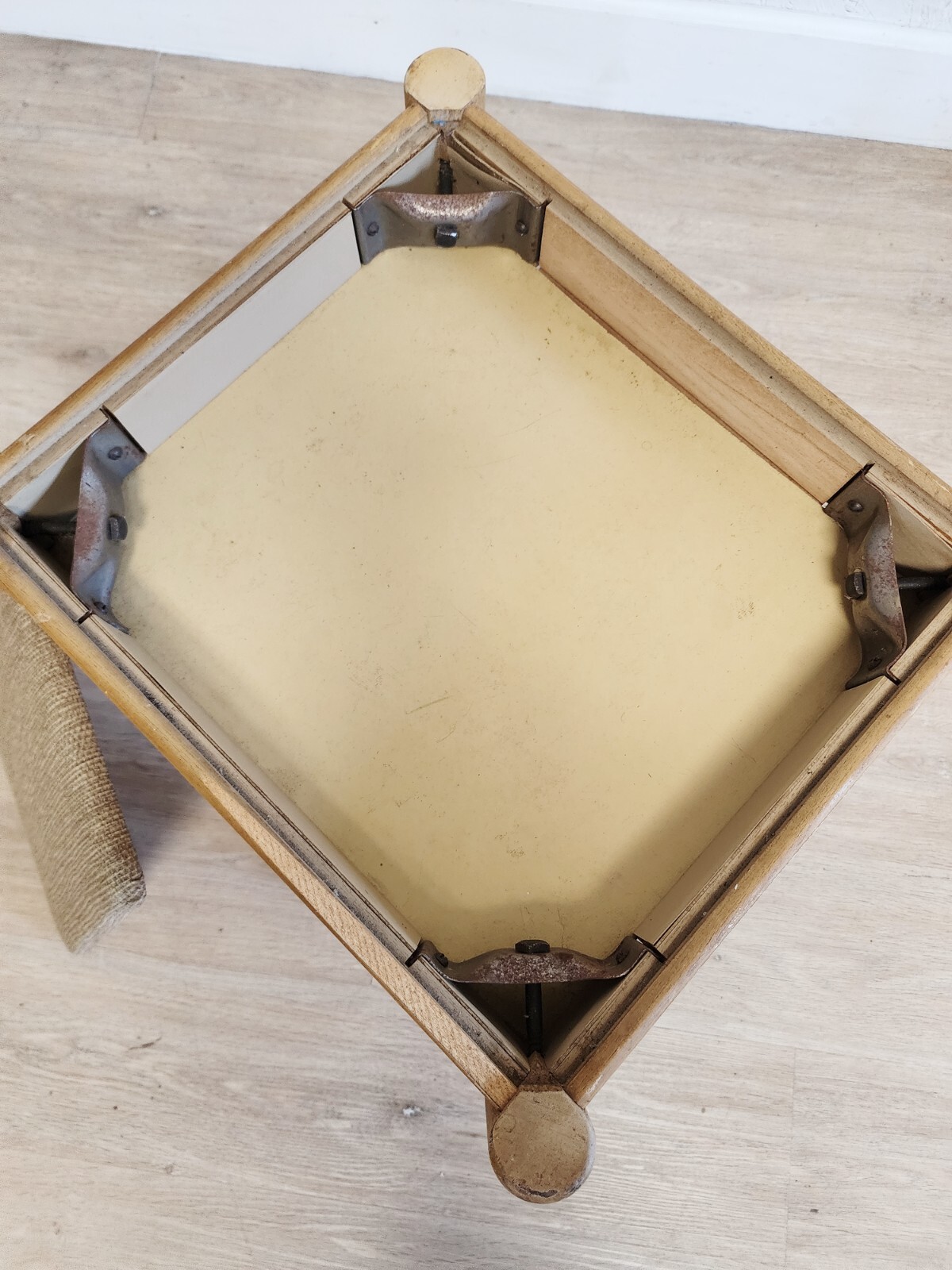 VTG SINGER Danish Modern Stool Storage Bench-1960's  Taper Leg Storage Ottoman