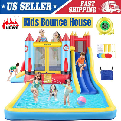 Bounce House with Blower Giant Inflatable Slide Bouncy Castle for Kids 3-12 Gift