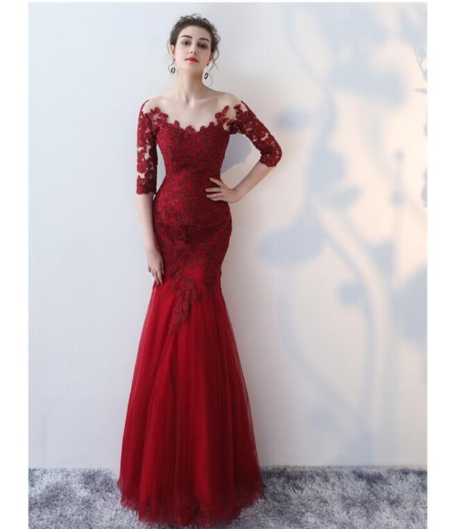 Women's Pretty Embroidery Lace Slim Fit Fishtail Dress Evening Cocktail ...