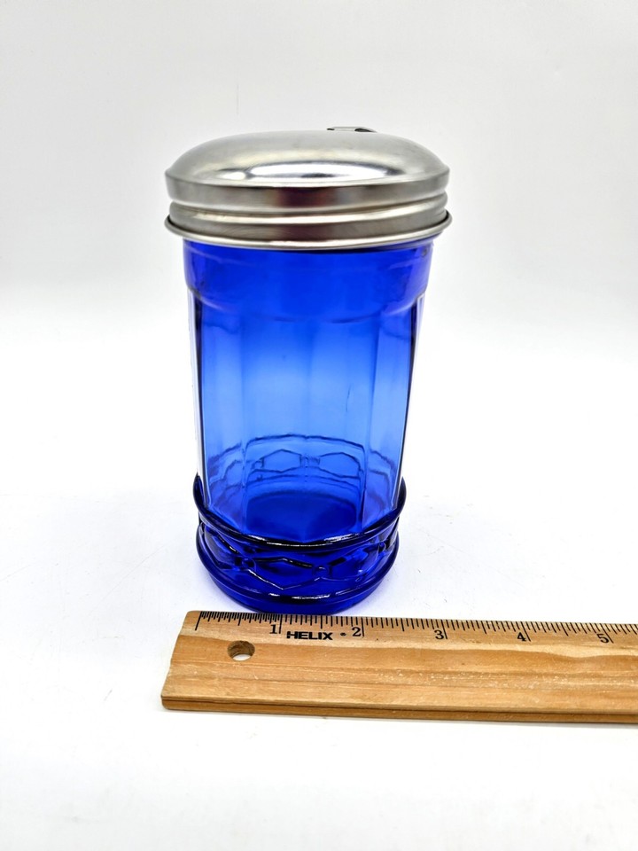 Vintage Cobalt Blue Glass Sugar Dispenser Restaurant Style Boho eBay