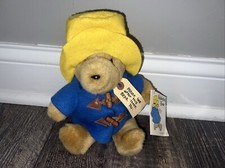 Vintage Eden Paddington Bear Plush with Tag Blue Coat Yellow Hat 10" NWTS