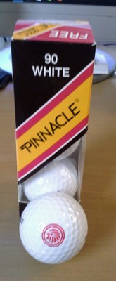 pinnacle cigarettes Sleeve of Three Carlton Cigarettes Logo Pinnacle 90 White Golf Balls