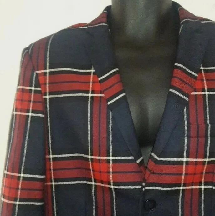 Blazer/abrigo deportivo TOPMAN tartán a cuadros, ajustado, 38L Foto 2 de 4