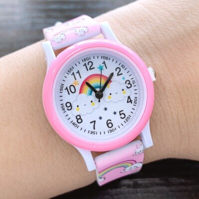 Rosa Regenbogenuhr Zeit Lehrer Armbanduhr Weihnachtsgeschenk Geschenke für Mädchen UK