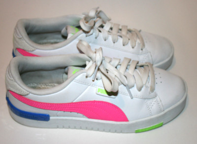 Womens PUMA Jada Blend White Neon Pink Green Blue Low Top Sneakers 8 382704-02