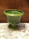 Vintage Haeger USA Pottery Olive Green 5” Pedestal Goblet Urn Planter