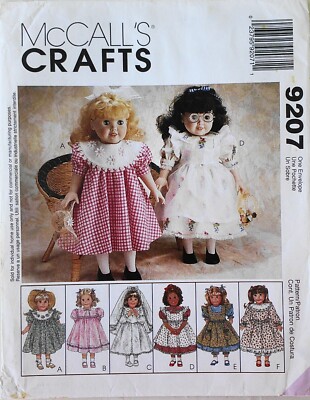 McCalls 9207 18'' Doll Dresses 6 Designs Sewing Pattern
