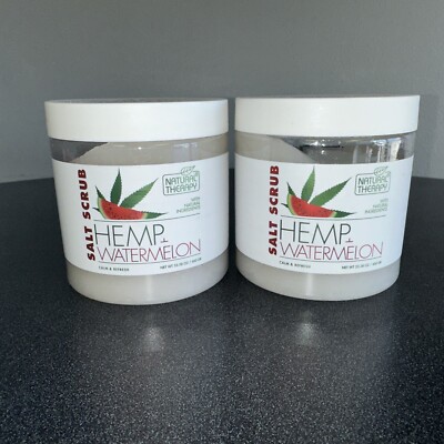 2 Pack Natural Therapy HEMP & WATERMELON Calm & Refresh Salt Scrub 23.28oz each
