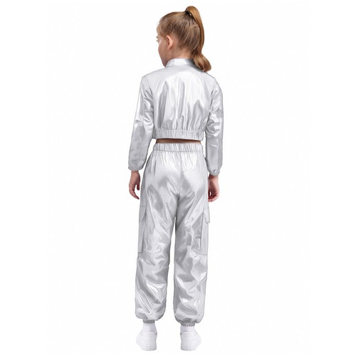 Unisex Kids Dancewear Turn-Down Sweatsuit Sweatpants Outfits Carnival Dance Set - Picture 7 of 85