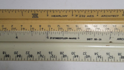 2 Architect Triangular Plastic Rulers Hearlihy P232 AES Staedler-Mars 987 18-31