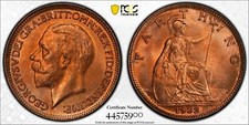 1932 Great Britain Farthing PCGS MS66+ RB Plus Top Pop 1/0 in RB Wow Coin   1832