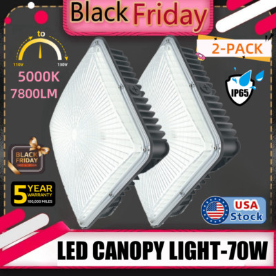 LED Canopy Light Weatherproof for Parking Lot Corridor Street Garage(70W 2-PACK)