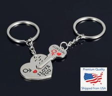 Hot I LOVE YOU Lovers Heart Key Keychain Keyring Set Valentine's Day Couple Gift