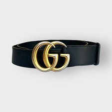 Authentic Gucci Belt Marmont Black Leather Golden Buckle Classic GG size 34