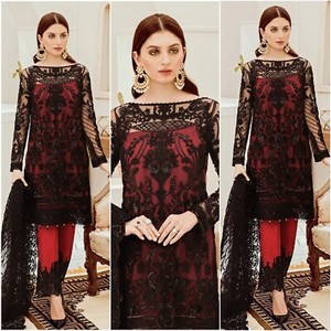 Afrozeh Maria B Pakistani Wedding Dress Designer Suit shalwar kameez Black Ruby | eBay