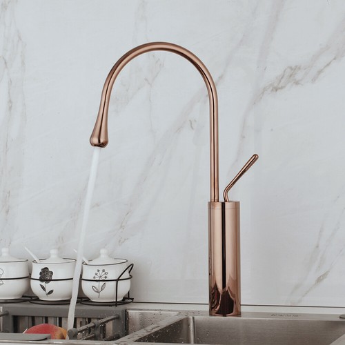 Grifo de baño montado en cubierta fregadero lavabo de mango único grifos de latón oro rosa - Imagen 9 de 10