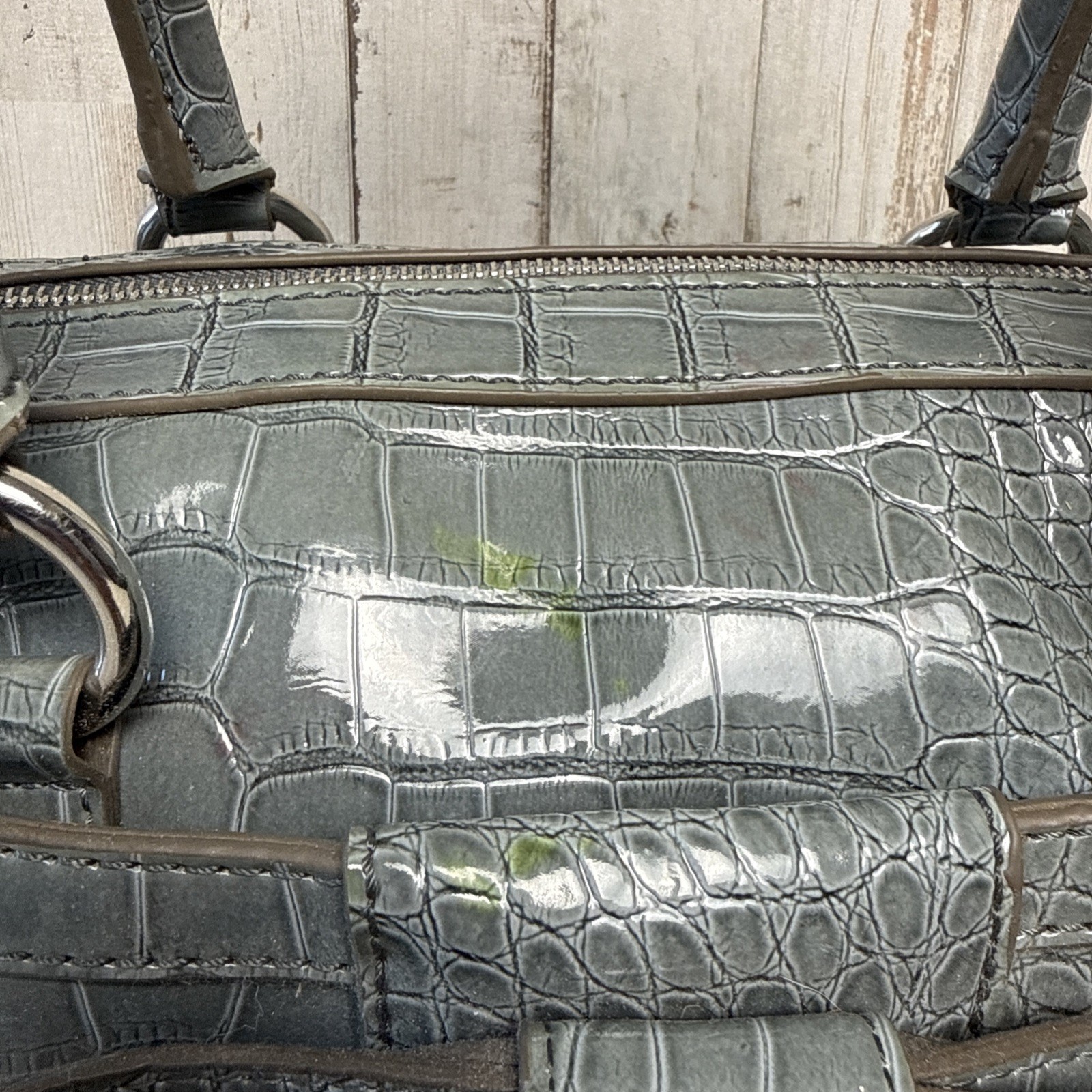 Y2K Vintage GUESS Grey With Bow Crocodile Handbag Tot… - Gem