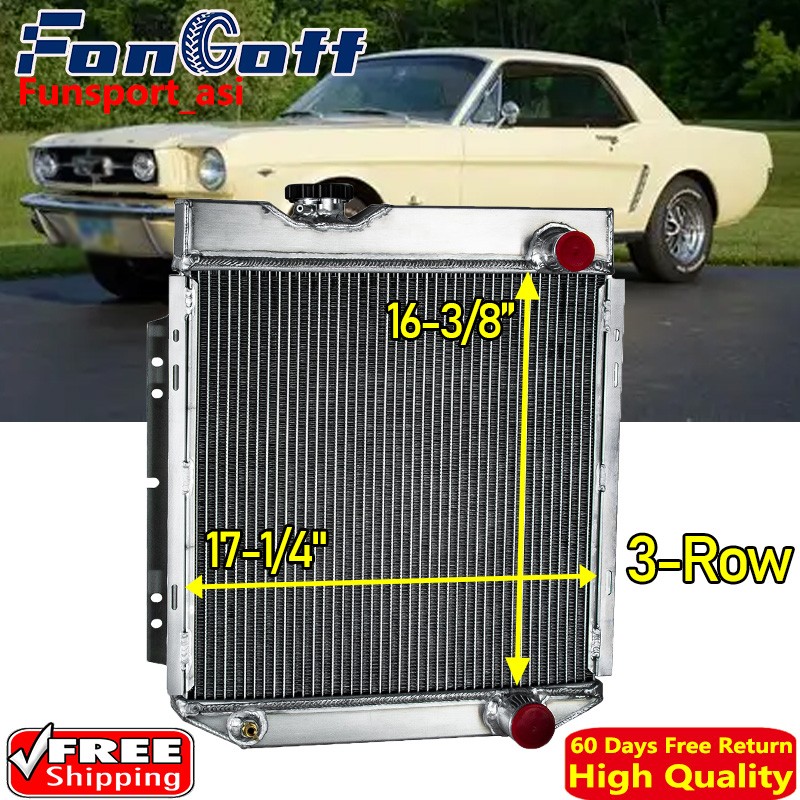 3 Row Aluminum Radiator For 1965-1966 Ford Mustang 1960-1965 Ranchero Falcon