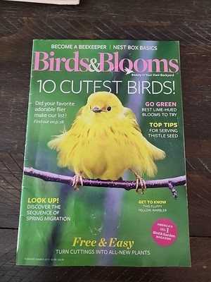 2019 Feb BIRDS & BLOOMS 10 Cutest Birds Yellow Warbler  (CP450)