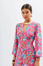 BNWT Rixo Emory Silk Gown in Watercolour Floral Pink DRESS SIZE: M PRP: £545