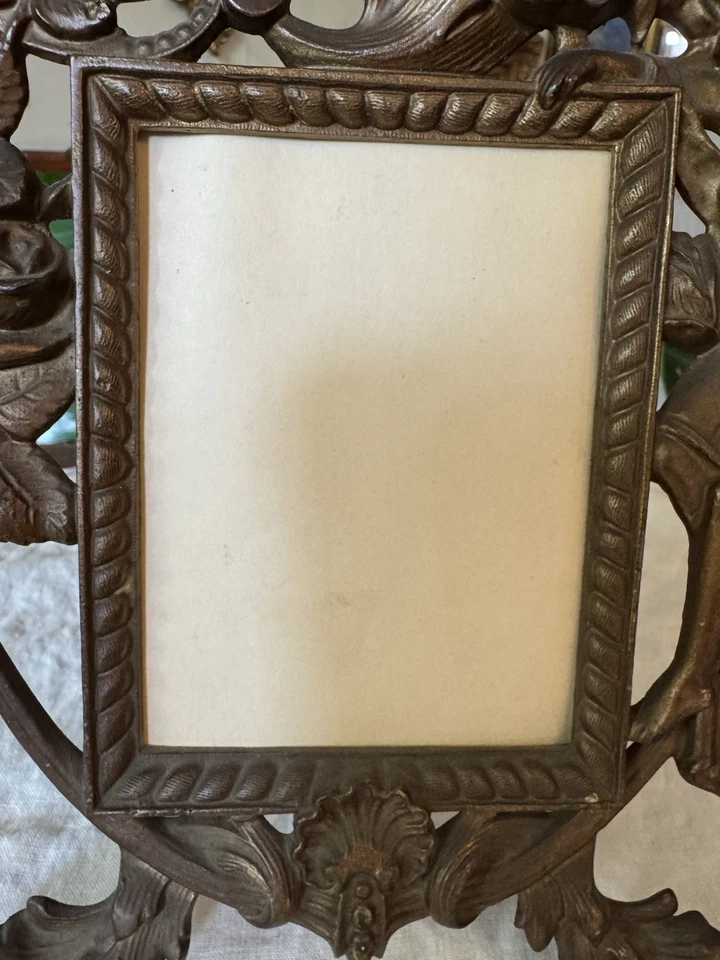 Antique Art Nouveau Ornate Brass Picture Frame - Image 3 of 4