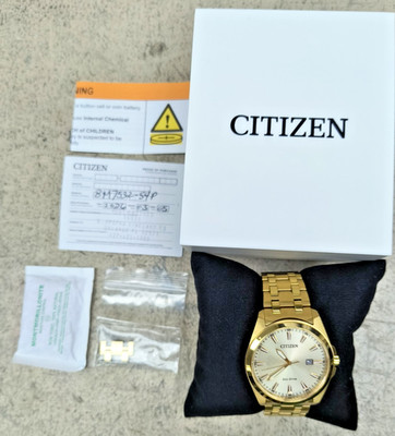 Citizen Eco-Drive E111-A0XL501 Gold Tone Champagne Dial w/ Original Box Great