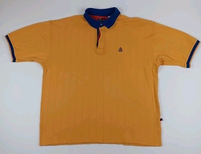 Vintage Bugle Boy Polo Shirt Yellow Large Thick Cotton Crest Logo Preppy Skater