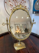 Specchio da tavolo ottone girevole vintage ottone
