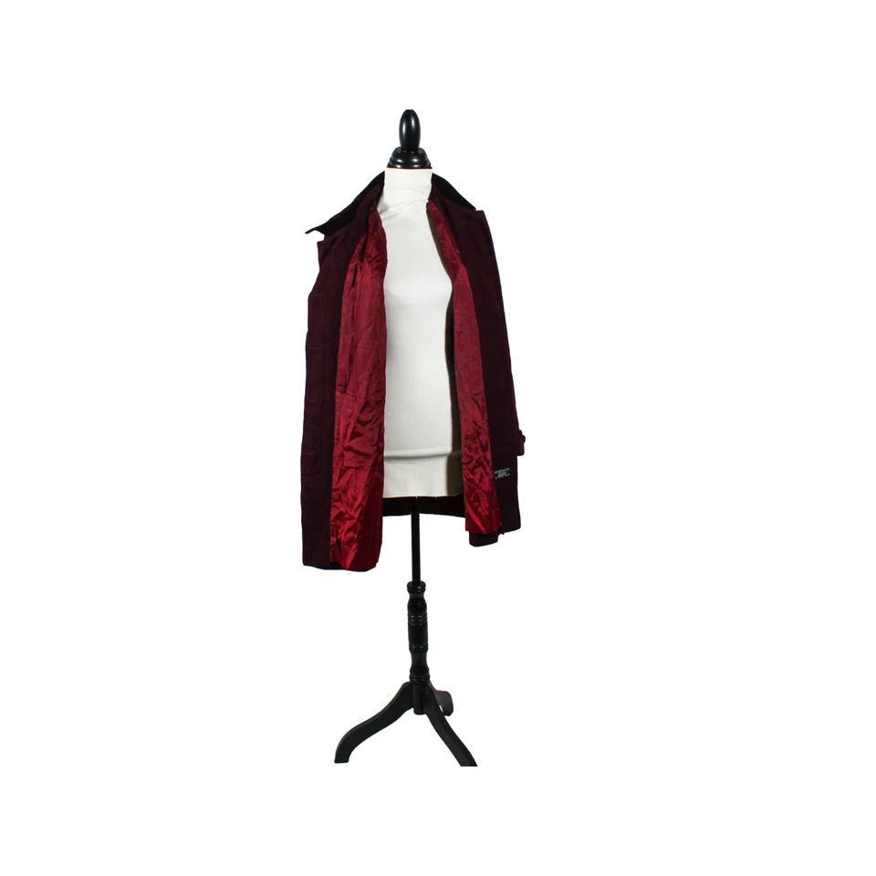 Vintage 1980s Burgundy Wool Jacket with Leopard Print Trim Retro Old Hollywood - Изображение 4 из 4