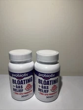 Lot Of 2 Probiotiv Bloating+Gas Relief  +7Bn - 30 ct ea - Strawberry - 04/2026
